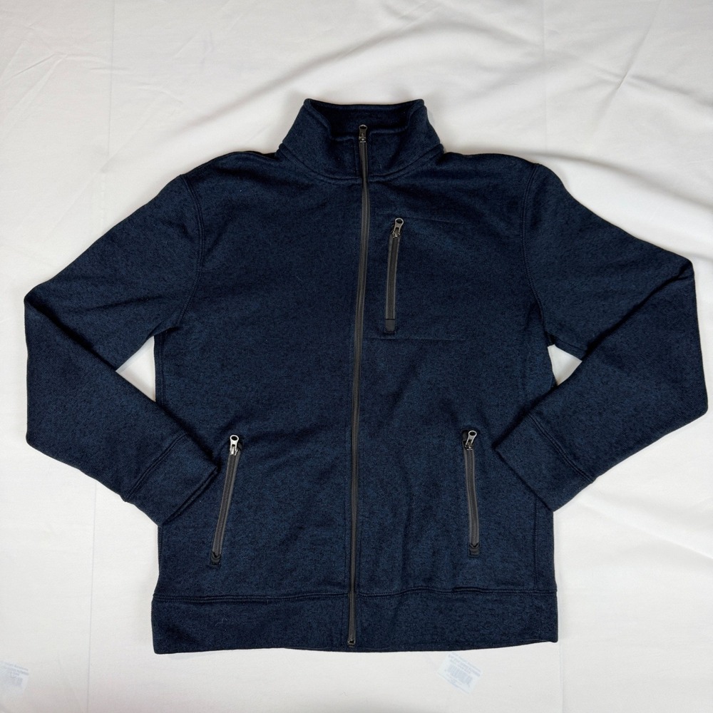 Sonoma Goods For Life Mens Full Zip Fleece Jacket Navy Blue Heather Large L